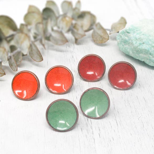Rising Jewelry - Wholesale Stud/Post Earrings - Enamel Copper Penny Stud/Post Earrings. Many summer colors1