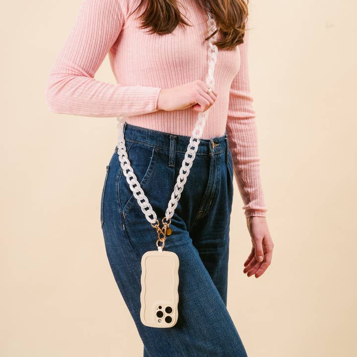 The Darling Effect - Wholesale Phonecase Strap - Hold the Phone Crossbody Chain-Frosted White2