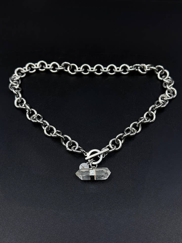 Athena Axiom Necklace - 12mm Silver / Quartz Crystal for wholesale by Lawless