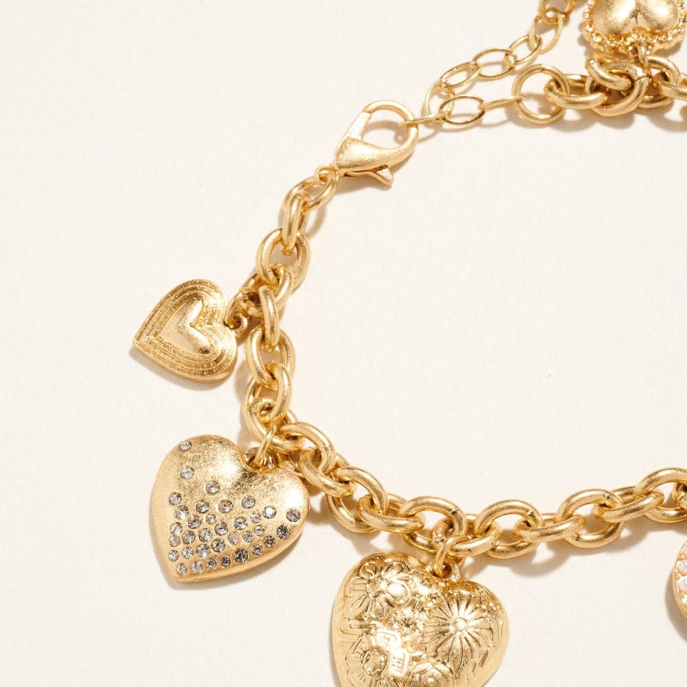 Designature New York - Wholesale Bedelarmbandje - Armband met ketting en hanger met meerdere harten en sluiting3