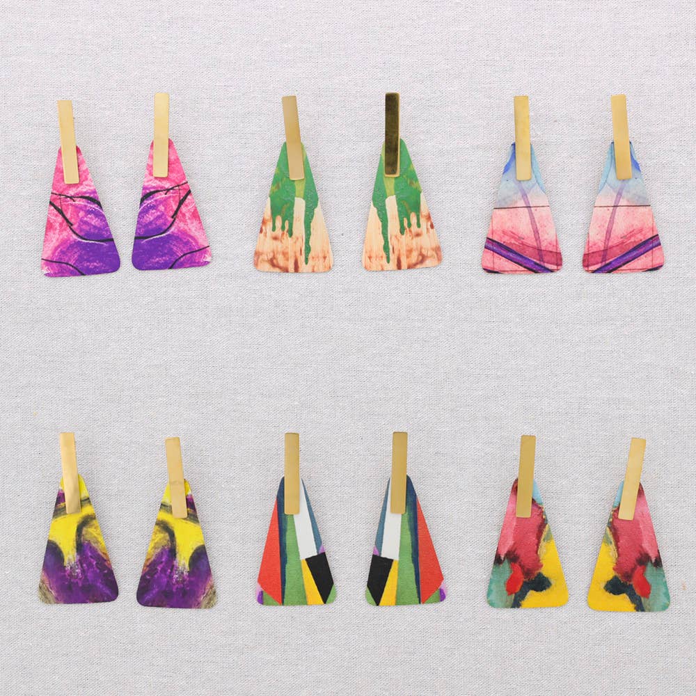 Sonata - Wholesale Snap Jewelry - Triangular Hanging Steel Earrings Drawing8