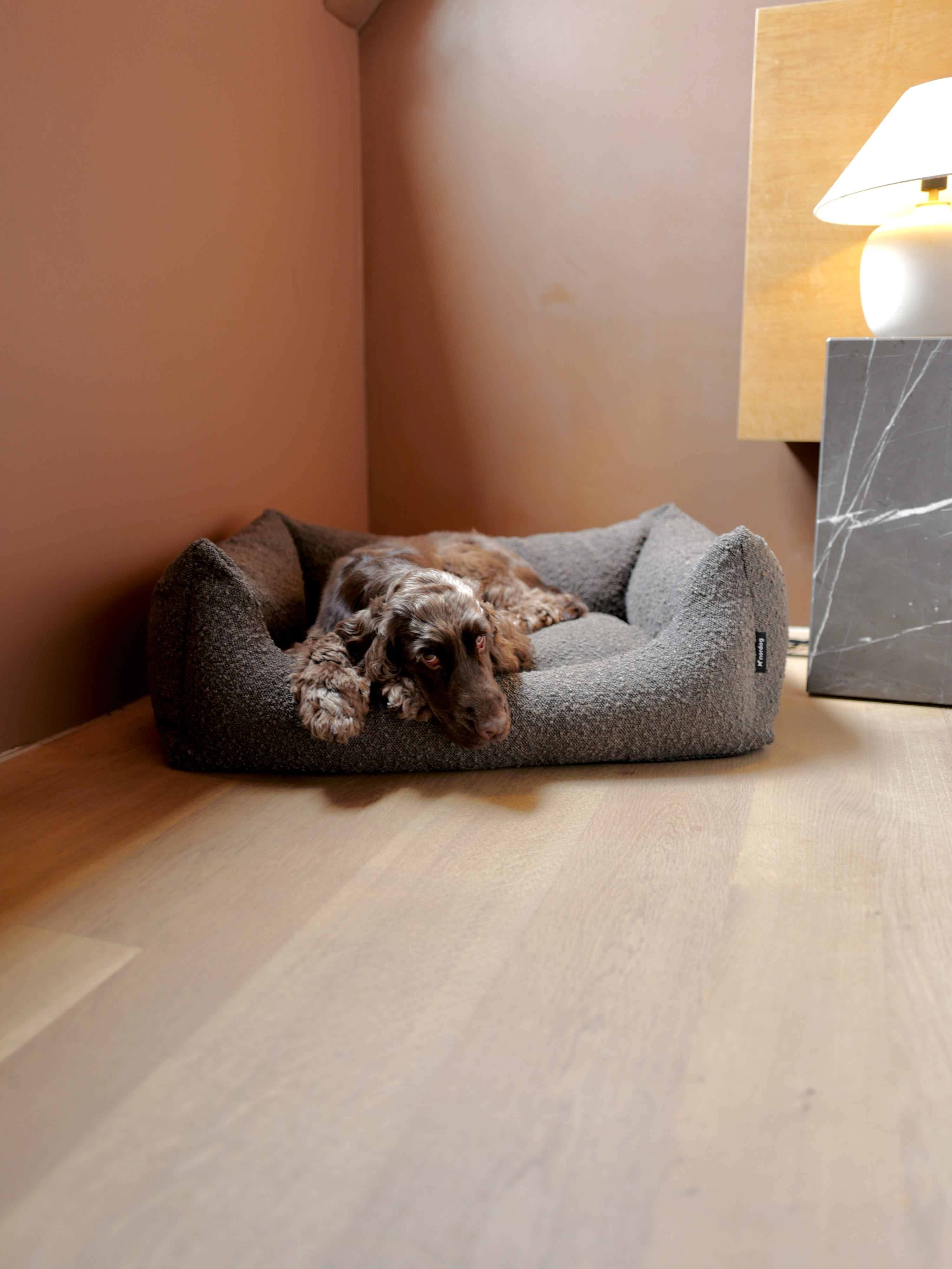 Nordog – cama - Cão por atacado – Cama para cachorro BILLY em tecido bouclé mocca2