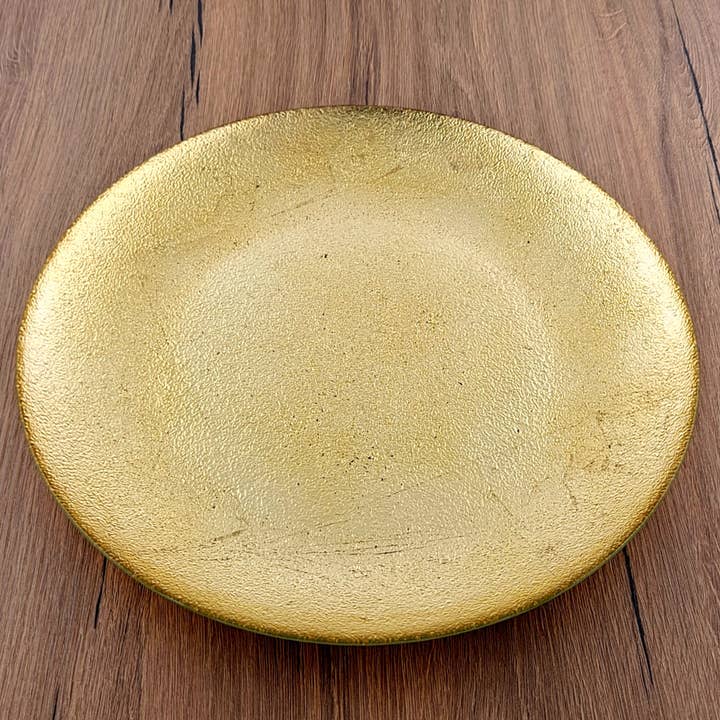 AURA 11" Gold Gilded Glass Dinner Plate for wholesale by RED POMEGRANATE COLLECTION