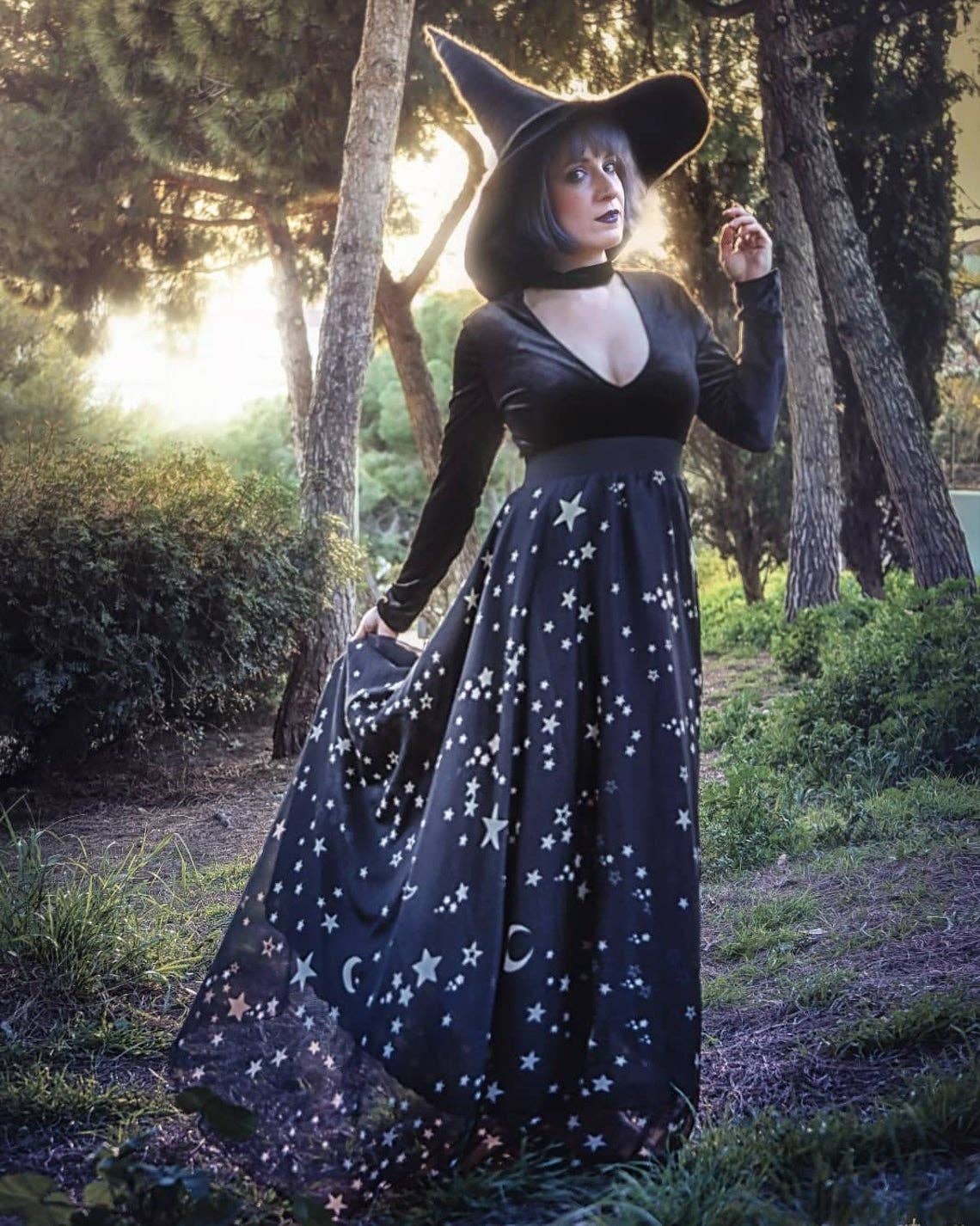 Costurero Real - Vente Jupe – femme - Jupe longue Stars Celestial Galaxy Maxi, sorcière d'Halloween6