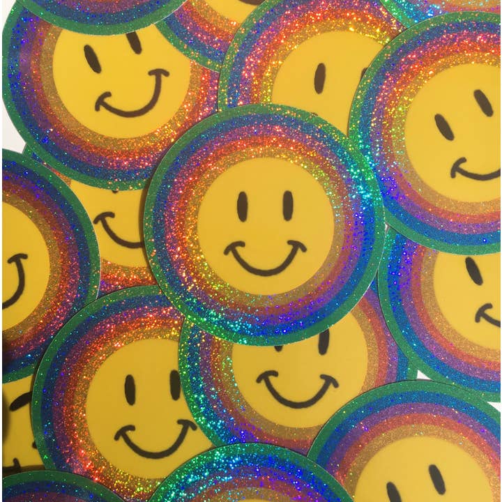 Astral Weekend - Wholesale Sticker - Smiley Face Glitter STICKER 3 Inch2