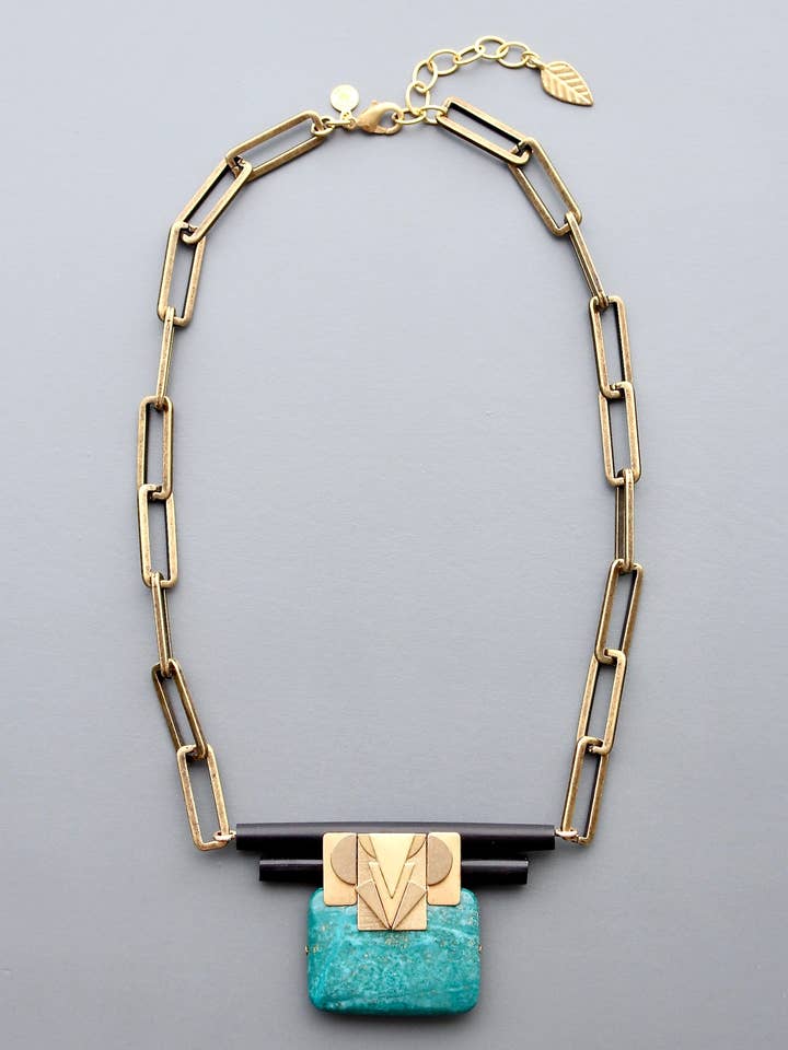 HYL519 Turkis Artdeco halskæde for engroshandel hos David Aubrey Jewelry