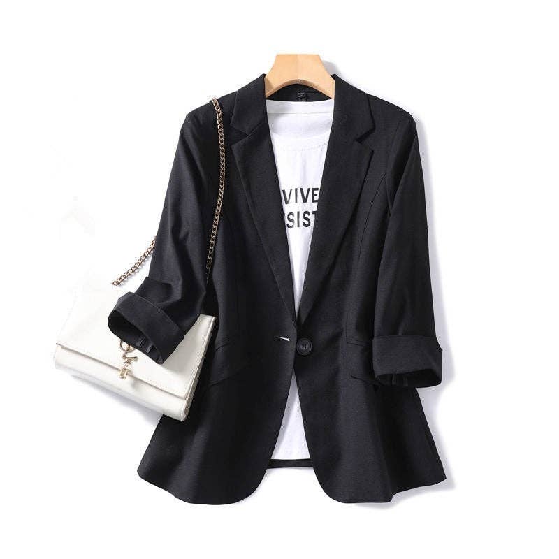 Sheer Trend – Blazer - Mulher por atacado – Blazer Slim Fit de Sete Quartos de Manga3