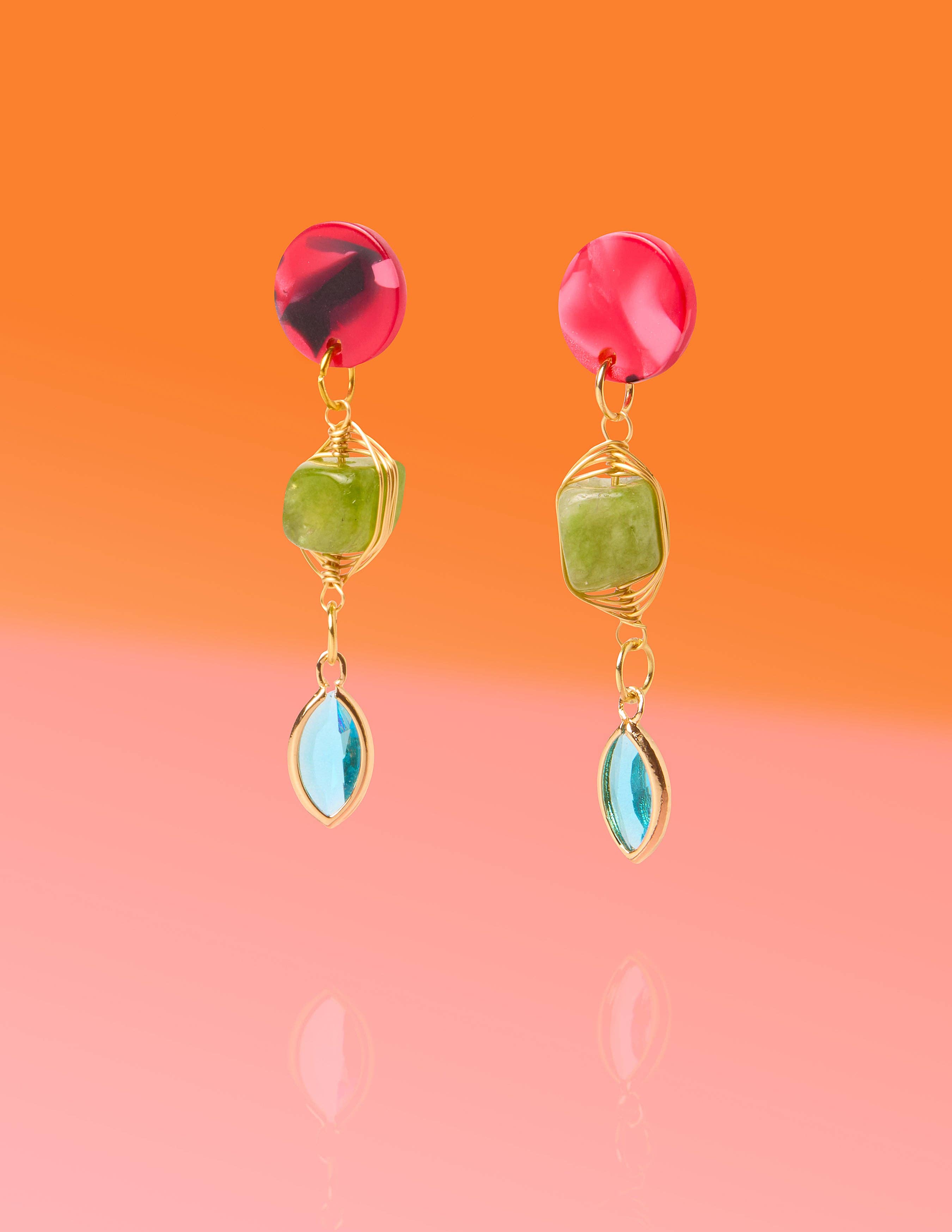 Tribe + Temple - Wholesale Dangle Earrings - Good Fortune Jade Glam Dangles