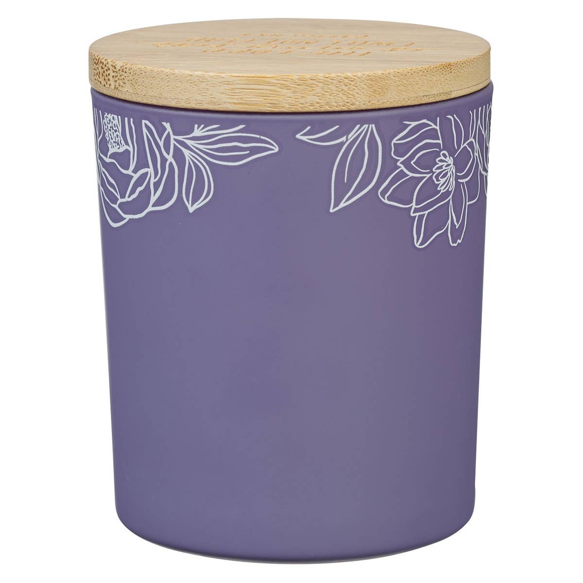 Christian Art Gifts - Wholesale Jar/Filled Candle - Glass Candle w/Bamboo Lid Purple No Fear Ps. 118:61