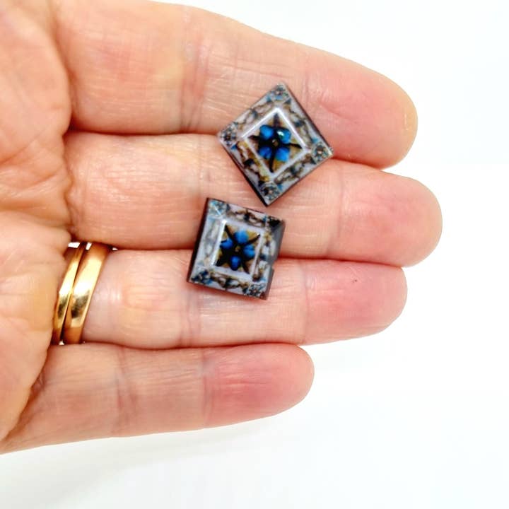 LUSO TILES JEWELRY - Wholesale Gauge/Plug Earrings - Pendientes post cuadrados coloridos23