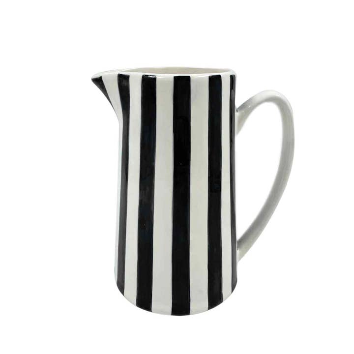 Black striped pitcher gm L17.8 W12.5 H21.3 for wholesale on Faire