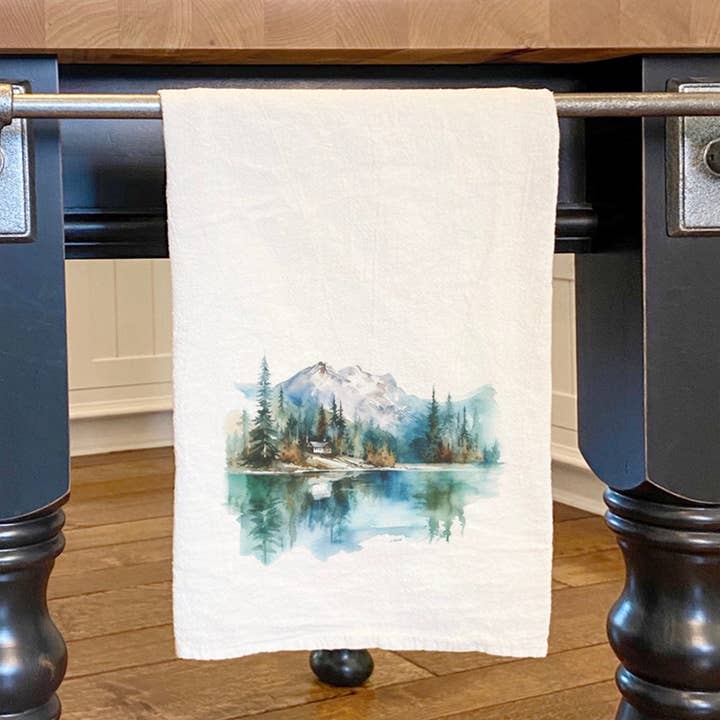 North & Pine - Wholesale Tea Towel - Mountains and Lake - Cotton Tea Towel
