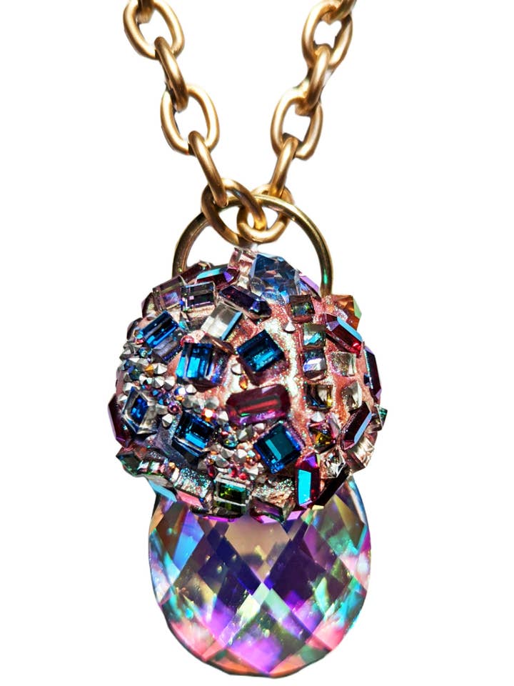 Stort AB Swarovski kristallhalsband, matt guld för wholesale av Gay Isber Designs