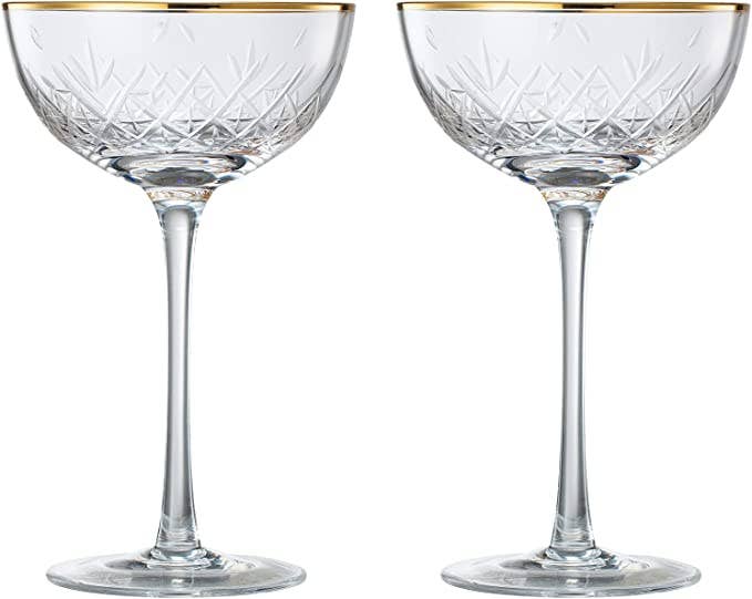 The Wine Savant /  Khen Glassware - Vendita all'ingrosso Bicchieri da cocktail/superalcolici - Set di 2 bicchieri da Martini Coupe di lusso vintage Art Déco3