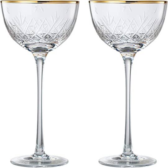 Luxe Martini Glasses Set of 4, 8oz Coupe Glass Set with Bar Spoon, Cocktail