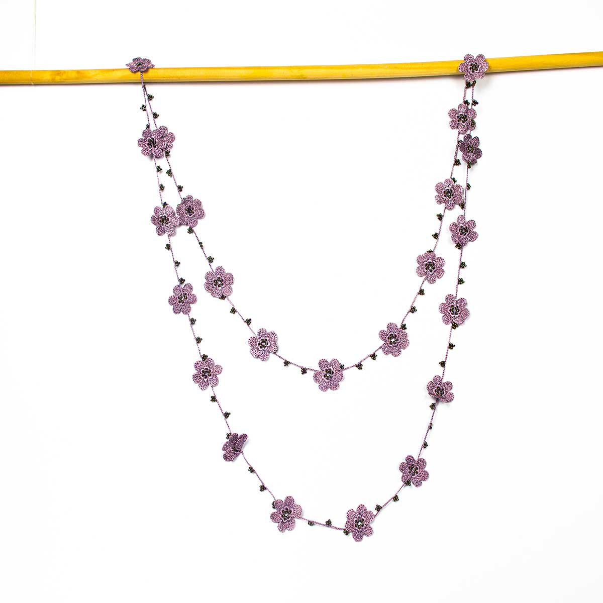 Silk Wool and Bijoux - Wholesale Scarf - Women's - Pansies OYA Scarf Necklace1