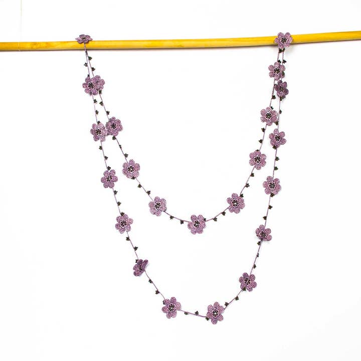 Silk Wool and Bijoux - Wholesale Scarf - Women's - Pansies OYA Scarf Necklace1