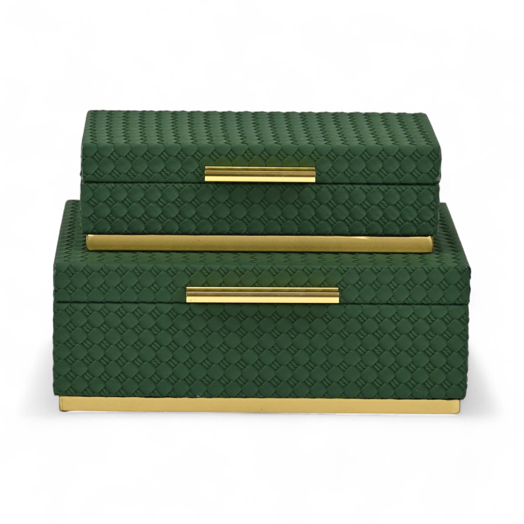 Cheungs Home Decor - Wholesale Decorative Box - Double Weave Pattern Rectangle Box Set with Gold Hardware10