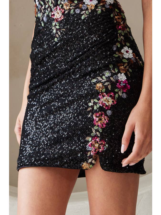 Babyfox Apparel - Wholesale Dress - Women's - Floral Embroidery Fitted Sequin Dress5
