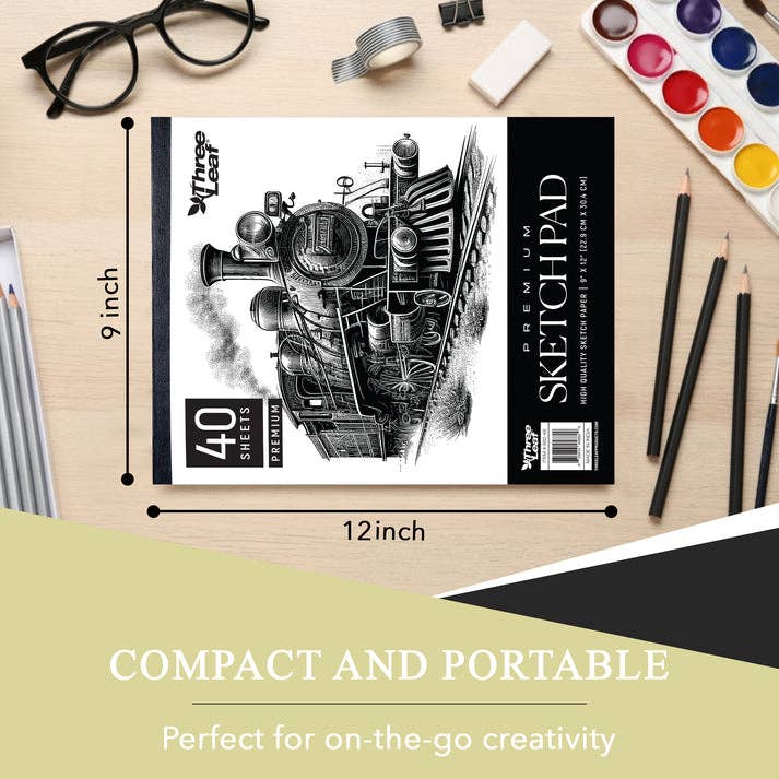 Three Leaf Products - Wholesale Sketchbook/Sketchpad - Three Leaf 9 X 12 Premium Sketch Pad 40 Ct. (Pack of 48)3