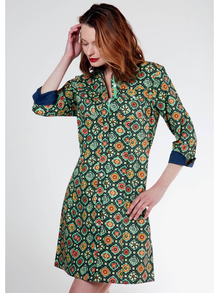Dizzy-Lizzie - Wholesale Dress - Women's - Sag Harbor Dress Green Medallion