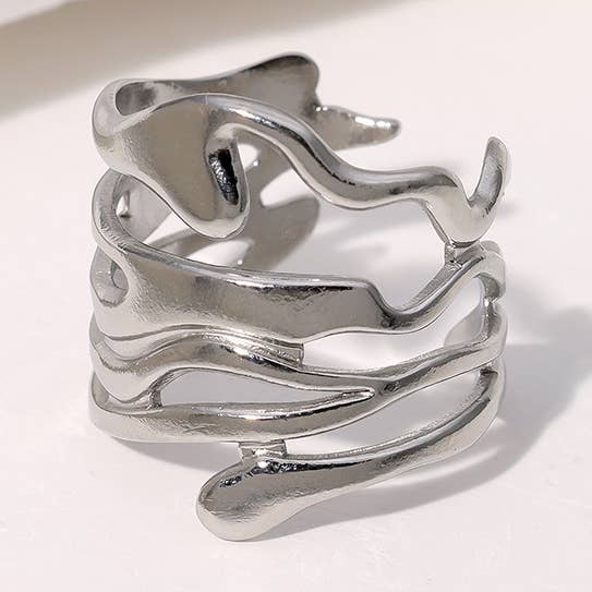 Twisted Multi Band Ring in Silver for wholesale by White Leaf