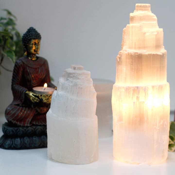 AW Artisan - Wholesale Accent/Desk Lamp - Selenite Tower Lamp - 25 cm4