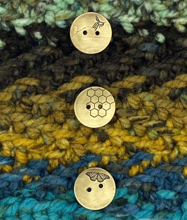 Wandering Dog Metal Art - Wholesale Sewing Button/Snap - Handmade Metal Buttons Etched Bees Butterfly Brass Copper5