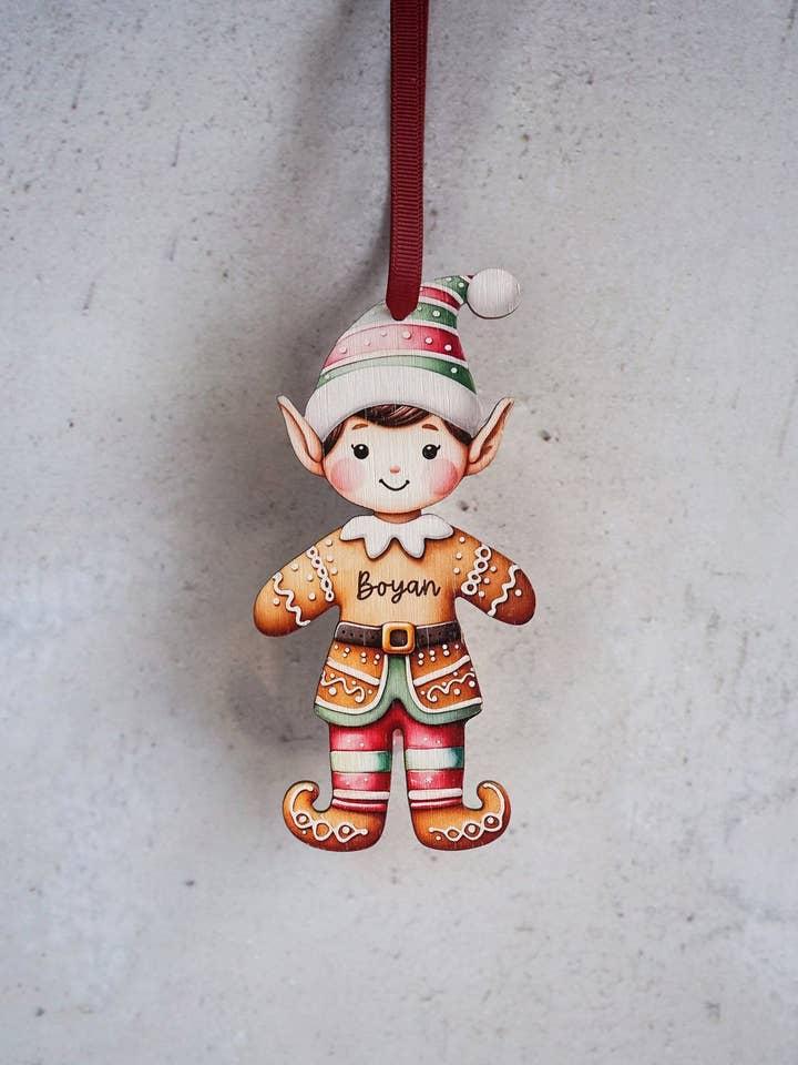 Personalized Boy Elf | Christmas Ornament for wholesale by Florlette