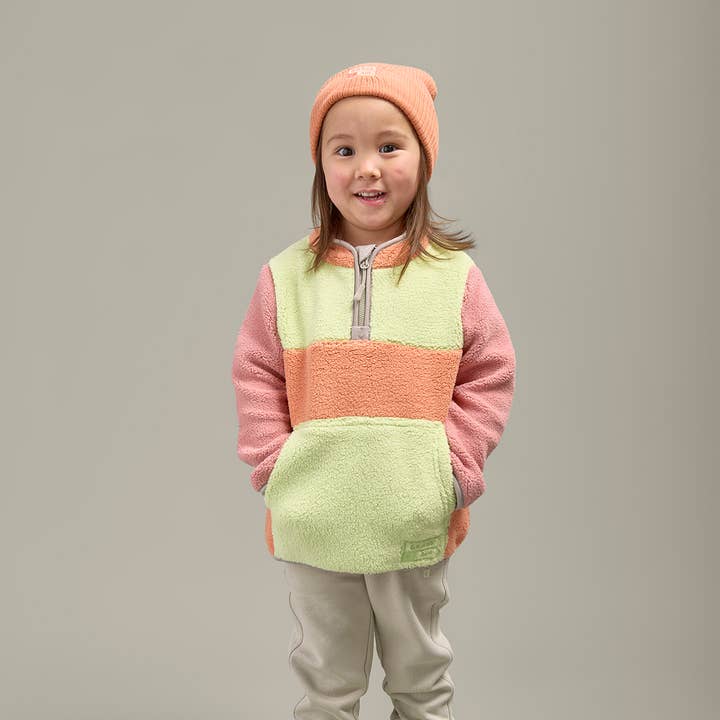 Jersey Borg con cremallera en forma de cuarto para niños, color naranja volcánico para venta al por mayor de Grass & Air