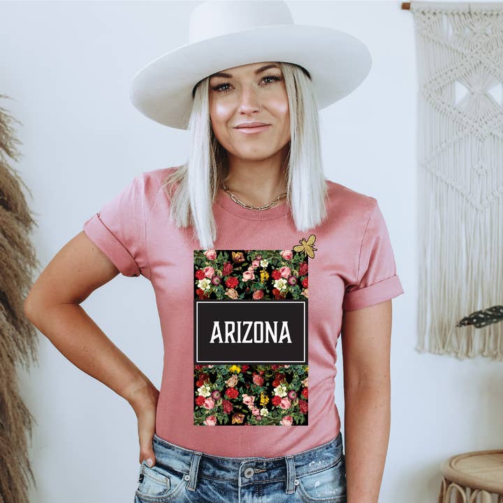 Custom Text Modern Floral T-Shirt for wholesale by Eye Candy Clothing Co.