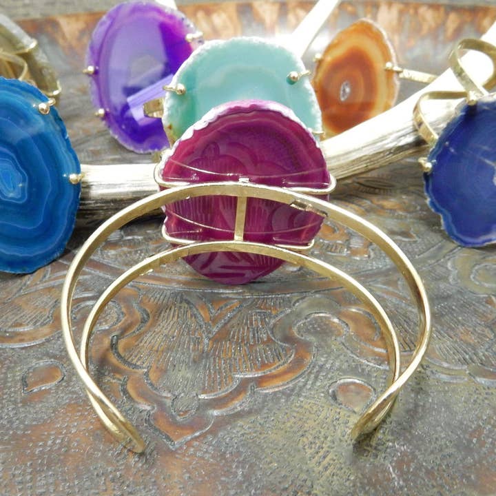 Rock Paradise - Wholesale Cuff bracelet - Crystal Agate Electroplated 24k Gold Adjustable Bracelet14