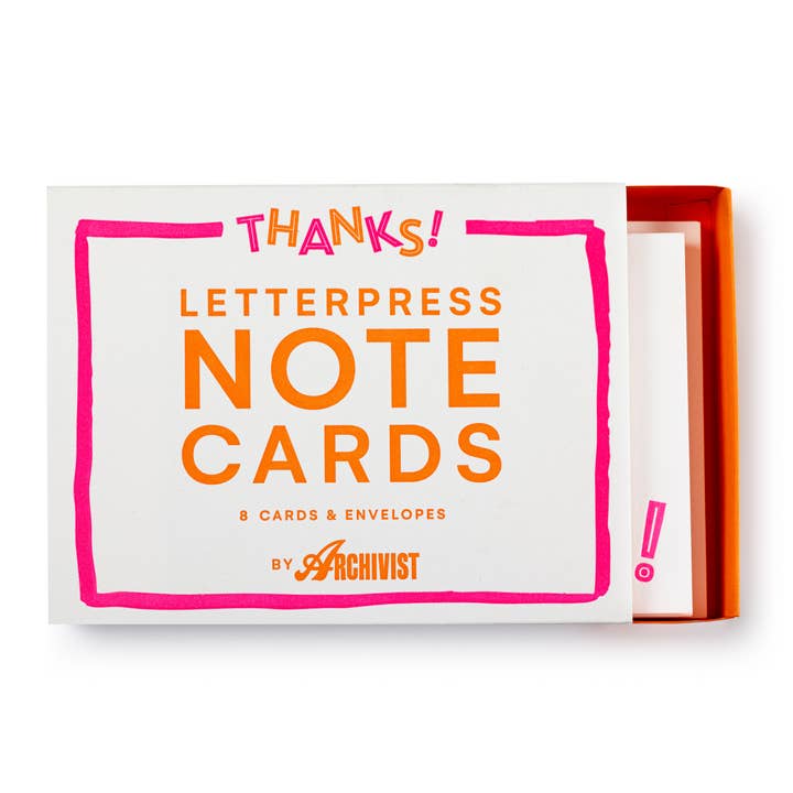 Thanks Pink and Orange | Notecard Sets for wholesale by Archivist Gallery | UK