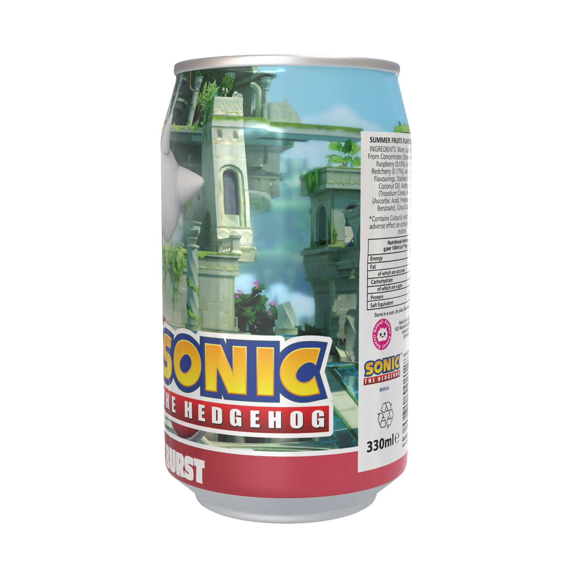 Kawaji - Wholesale Soda/Carbonated Drink - Sonic the Hedgehog Knuckle Burst - Summer Fruits  Flavour Soda Can 330ml Standard2