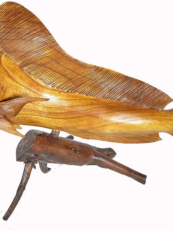 Mahi Mahi Dolphin Mahogany wood Sculpture for wholesale by White Elephant