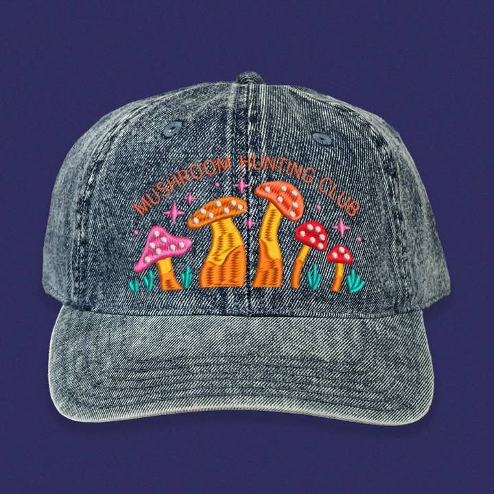 Mushroom Hunting Club Dad Hat for wholesale by The Space Bureau