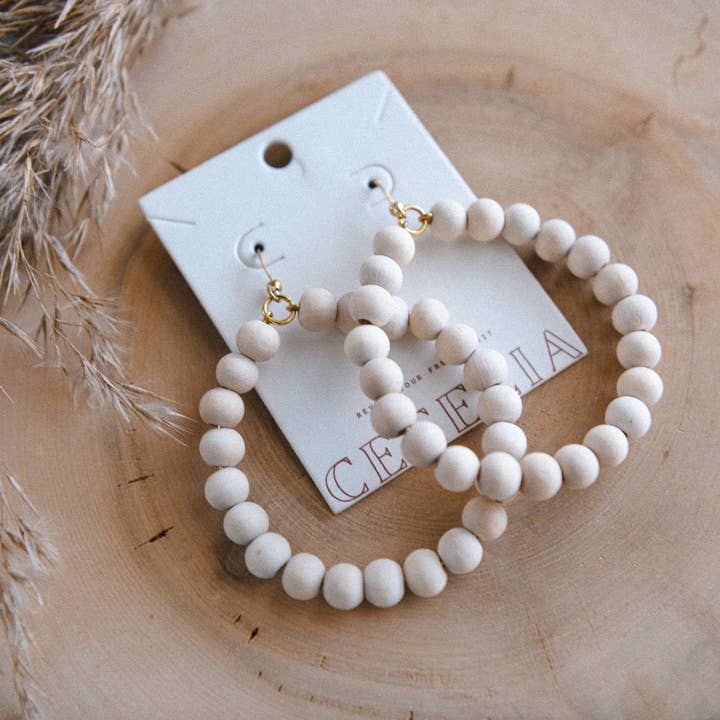 Cecelia Designs Jewelry - Wholesale Hoop Earrings - Lightweight Wooden Beaded Hoop Earrings 3