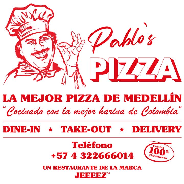 JEEEEZ - Wholesale Screen Printed T-Shirt - Unisex - PABLO'S PIZZA BY JEEEEZ T-SHIRT1