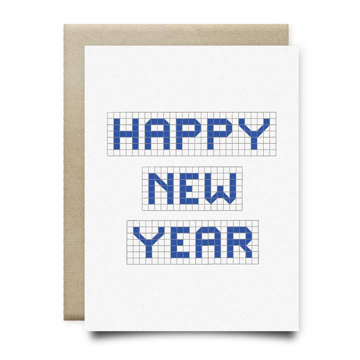 Happy New year | Houston Blue Tile Card for wholesale by Anvil Cards