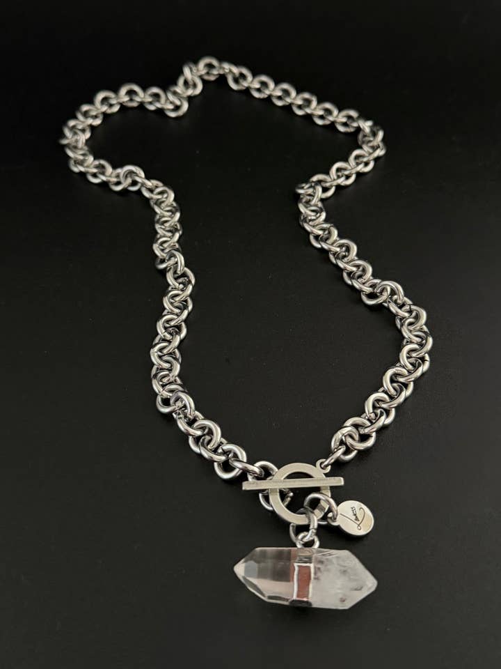 Athena Axiom Necklace - 8mm Silver / Quartz Crystal for wholesale by Lawless