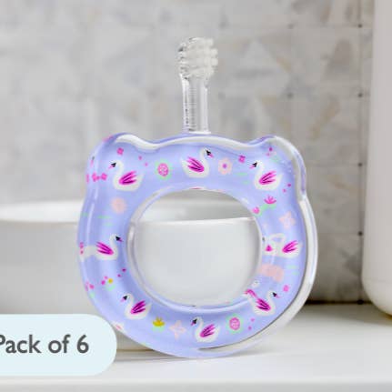 Brosse à dents d'entraînement pour bébé - Cygnes | 6 paquets individuels pour la vente par HAMICO -Innovative Toothbrush