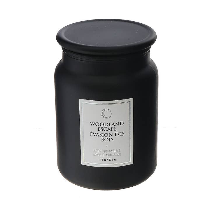19 Oz Luxe Scented Candle With Glass Lid Woodland Escape for wholesale by IH Casa Decor