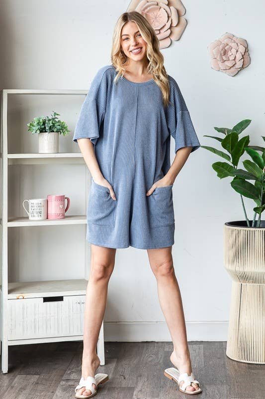 HEIMISH - Wholesale Romper - Women's - EP6832-10 SHORT SLEEVE SOLID URBAN RIBBED ROMPER5