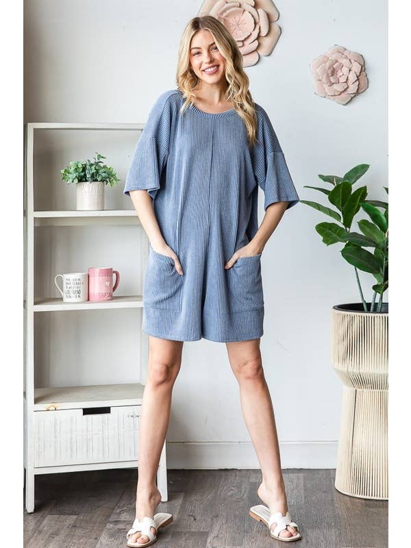 HEIMISH - Wholesale Romper - Women's - EP6832-10 SHORT SLEEVE SOLID URBAN RIBBED ROMPER5