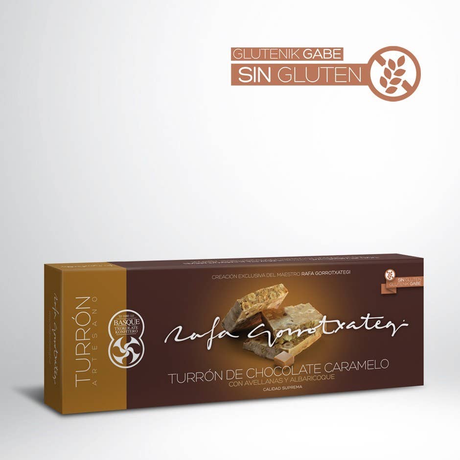 RAFA GORROTXATEGI - Vendita all'ingrosso Torrone - TORRONE AL CIOCCOLATO CARAMELLO CON NOCCIOLE E ALBICOCCA0