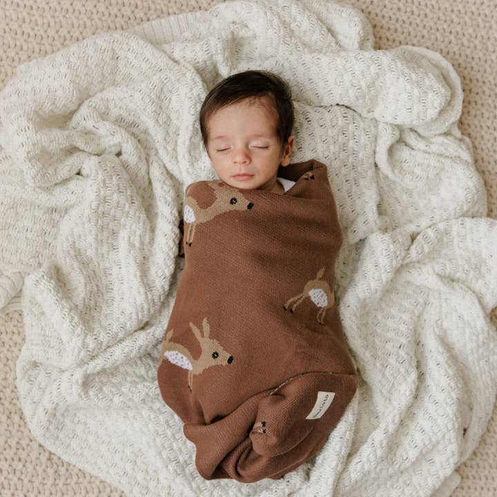 Bleu La La - Wholesale Swaddle - Baby - 100% Luxury Cotton Receiving Swaddle Baby Blanket - Deer