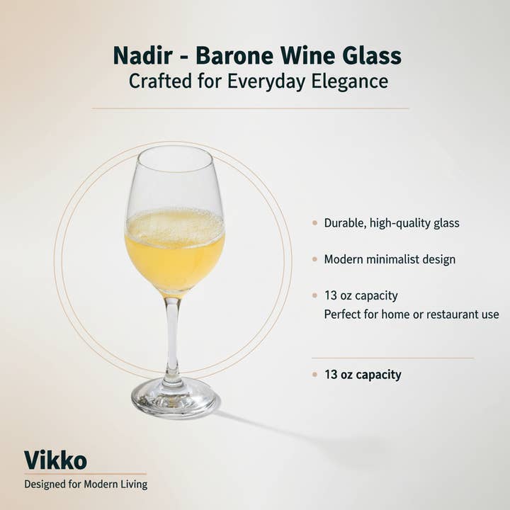 Kadra Kitchenware - Wholesale Wine Glass - Nadir - Barone Wine Glass, 13 oz3