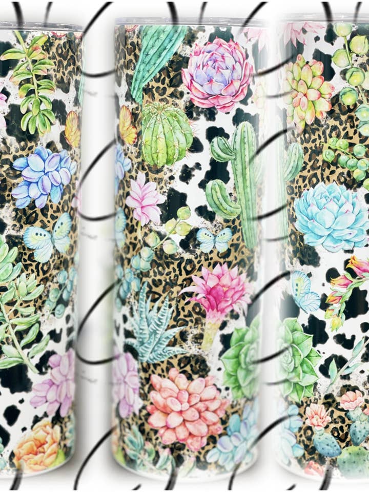 Western Succulent 20oz Skinny Tumbler for wholesale by CMD Wholesale