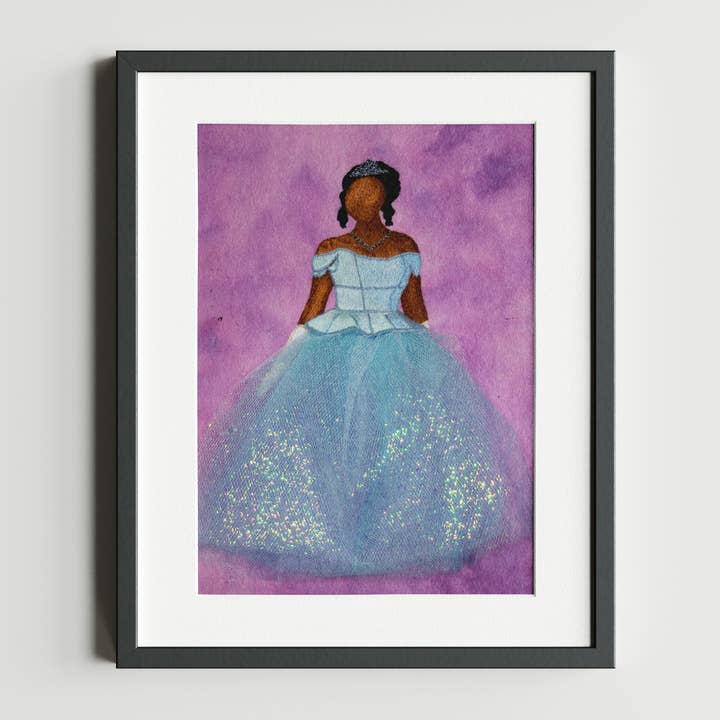 Impressions artistiques de Brandy dans le rôle de Cendrillon, fille noire pour la vente par Bantu Knot Embroidery