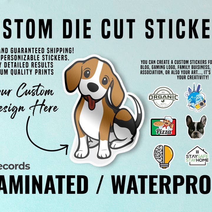 Laminated Custom Kiss Die Cut Stickers - Waterproof Personalized Business Logo Label For Gift for wholesale by Decords